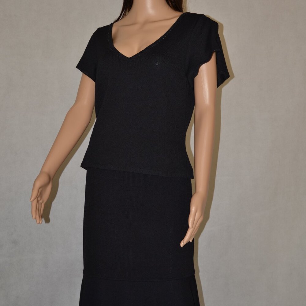 ST. JOHN EVENING/COLLECTION  BY MARIE GRAY BLACK SPANISH-STYLE SKIRT SET SIZE 8